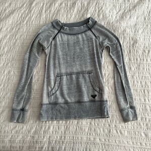 Roxy Gray LongSleeve Distressed Shirt